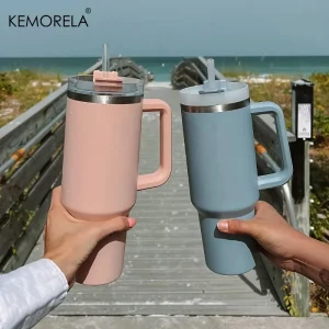 1200ML 304 Stainless Steel Insulated Water Bottle Hot Coffee Car Cup Hot And Cold Mug Thermos Bottle With Handle Straw Sports Av 1