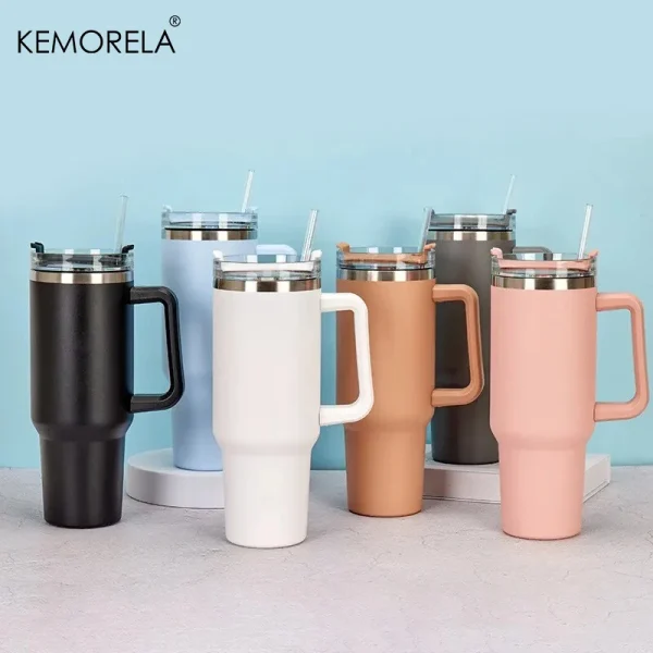 1200ML 304 Stainless Steel Insulated Water Bottle Hot Coffee Car Cup Hot And Cold Mug Thermos Bottle With Handle Straw Sports Av 2