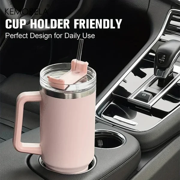 1200ML 304 Stainless Steel Insulated Water Bottle Hot Coffee Car Cup Hot And Cold Mug Thermos Bottle With Handle Straw Sports Av 3