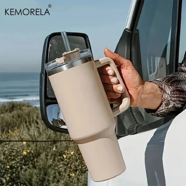 1200ML 304 Stainless Steel Insulated Water Bottle Hot Coffee Car Cup Hot And Cold Mug Thermos Bottle With Handle Straw Sports Av 4