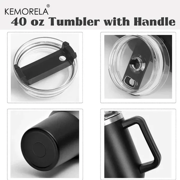 1200ML 304 Stainless Steel Insulated Water Bottle Hot Coffee Car Cup Hot And Cold Mug Thermos Bottle With Handle Straw Sports Av 5