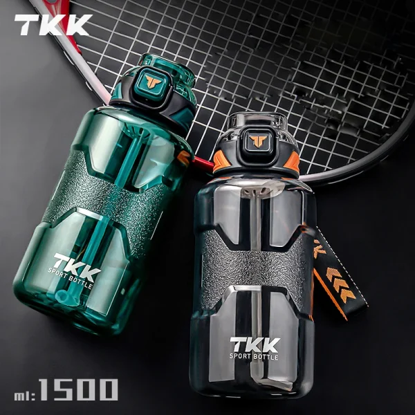 TKK 1500ml Sports Water Bottle with Tea Drain Fliter TRITAN Large Capacity Cup Outdoor Gym Kettle BPA-Free 2