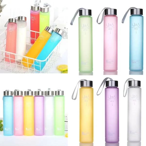 280ML Plastic Water Cup Frosted Drinking Bottle Girls Boys Portable Leak-proof Sport Kettle 2