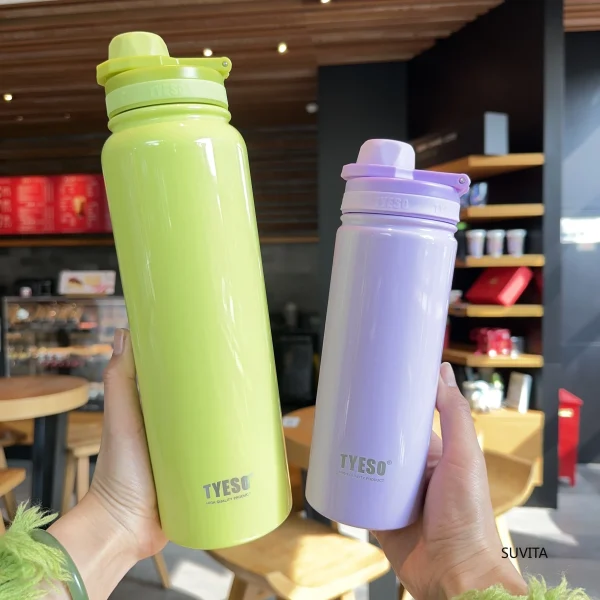 Tyeso Stainless Steel Thermos Water Bottle Portable Sport Vacuum Flask Keeps Cold and Heat Thermal Mug Insulated Car Tumbler Cup 3