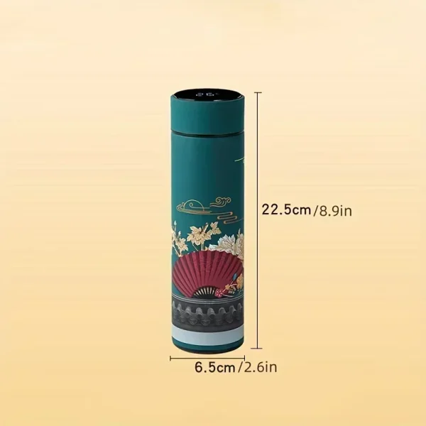 Retro Smart Temperature Display Insulated Cup,  Chinese Style Thermal Water Bottle, Stainless Steel Water Cup 4