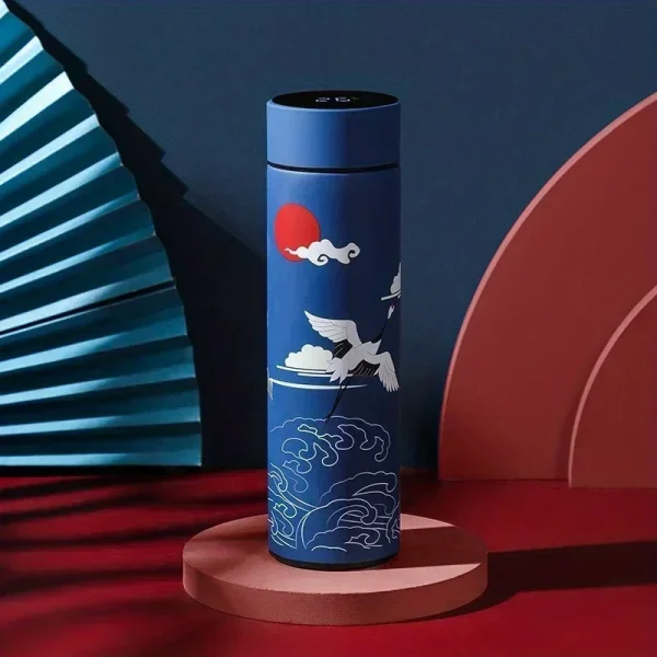 Retro Smart Temperature Display Insulated Cup,  Chinese Style Thermal Water Bottle, Stainless Steel Water Cup 5