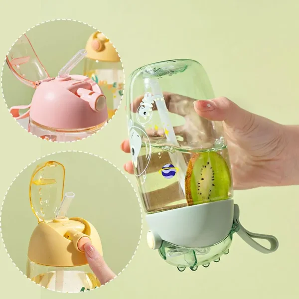 500ml Portable Children's Dinosaur Water Bottle With Silicone Straw Leak Proof Plastic Water Bottle Summer Children's Water Cup 6