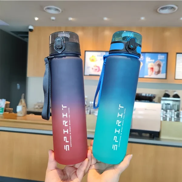 1 Liter Large Capacity Leak Proof Sports Water Bottle Colorful Plastic Cup Drink items Outdoor Travel Portable Gym Fitness Jugs 2