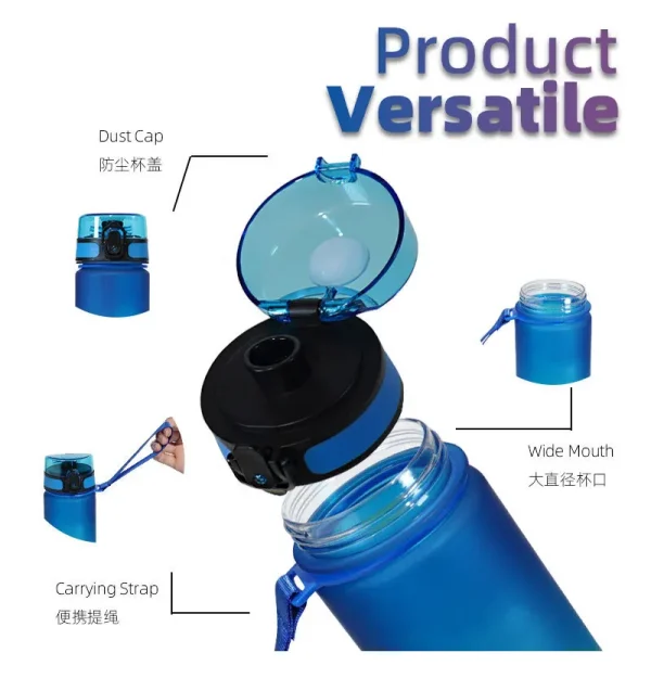 1 Liter Large Capacity Leak Proof Sports Water Bottle Colorful Plastic Cup Drink items Outdoor Travel Portable Gym Fitness Jugs 5