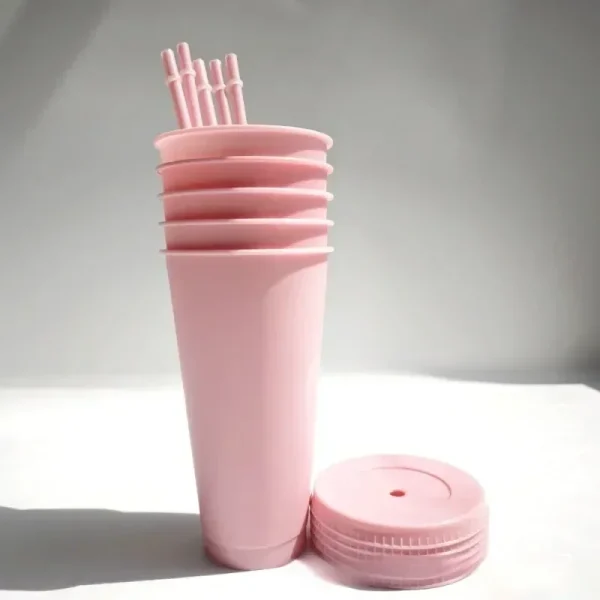 5pcs Tumblers with Lids and Straws Reusable Plastic Cups Iced Coffee Large Water Bottle Party Cold Mug Summer Drinkware 컵 2