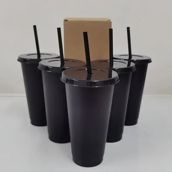 5pcs Tumblers with Lids and Straws Reusable Plastic Cups Iced Coffee Large Water Bottle Party Cold Mug Summer Drinkware 컵 5