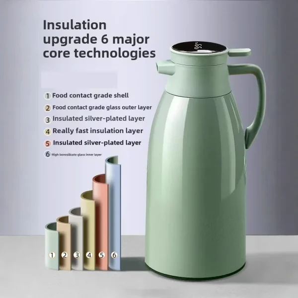 Kitchen Thermal Kettle Household Digital Display Coffee,1/1.3/2L Thermos Glass Liner Vacuum Flasks Large Capacity Water Bottle 4