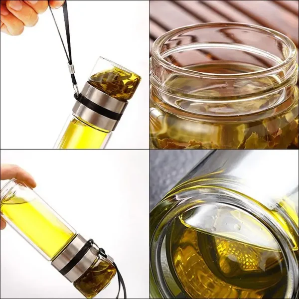 Glass Tea Infuser Bottle Tea Water Separation Cup Leak-Proof Travel Mug Portable Infuser Water Bottle High Temperature Tea Cup 4