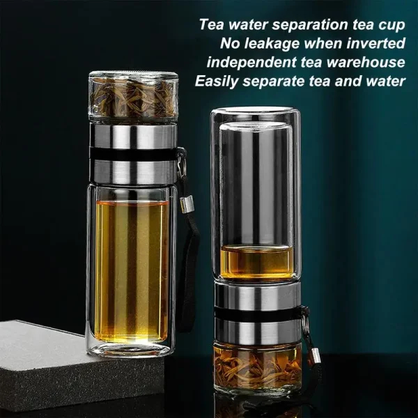 Glass Tea Infuser Bottle Tea Water Separation Cup Leak-Proof Travel Mug Portable Infuser Water Bottle High Temperature Tea Cup 5