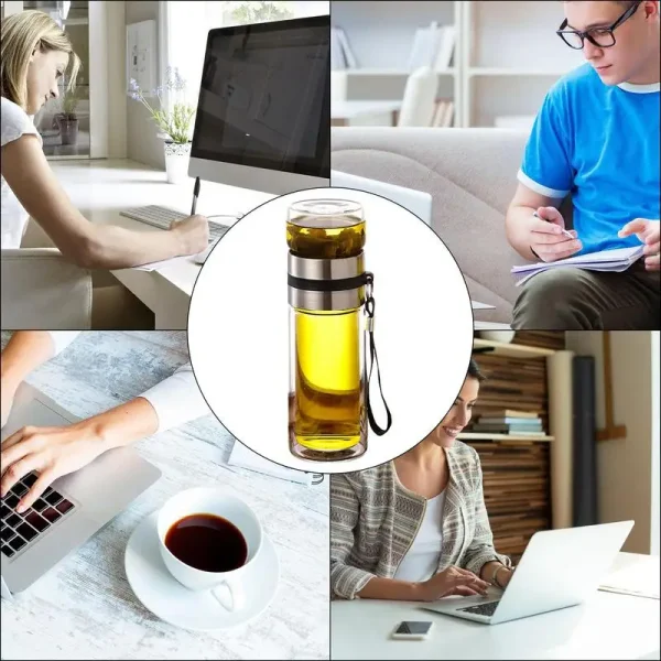 Glass Tea Infuser Bottle Tea Water Separation Cup Leak-Proof Travel Mug Portable Infuser Water Bottle High Temperature Tea Cup 6