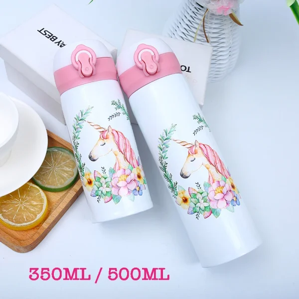 500ML Children's Thermos Bottle Vacuum Water Bottles 304 Stainless Steel Drinking Cartoon Cup School Water Bottle For Girls Kids 2