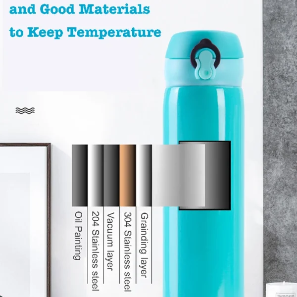 500ML Children's Thermos Bottle Vacuum Water Bottles 304 Stainless Steel Drinking Cartoon Cup School Water Bottle For Girls Kids 4
