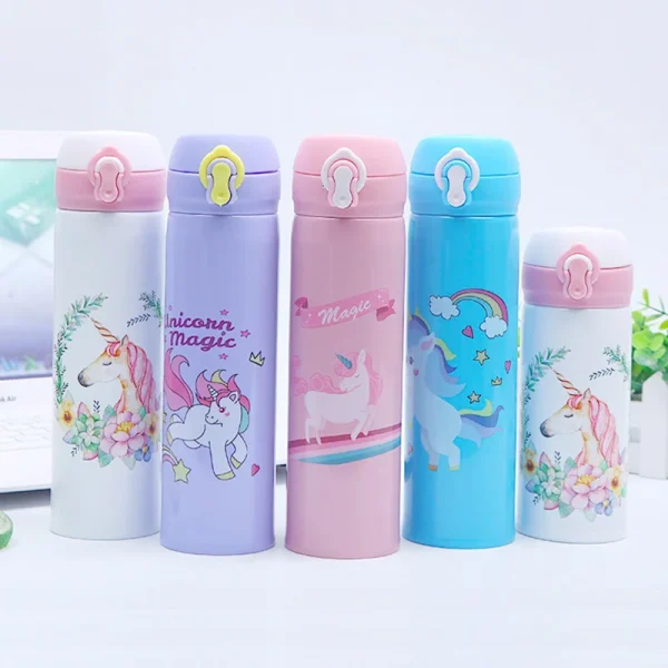 500ML Children's Thermos Bottle Vacuum Water Bottles 304 Stainless Steel Drinking Cartoon Cup School Water Bottle For Girls Kids 5