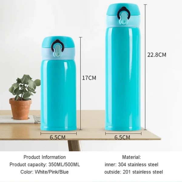 500ML Children's Thermos Bottle Vacuum Water Bottles 304 Stainless Steel Drinking Cartoon Cup School Water Bottle For Girls Kids 6