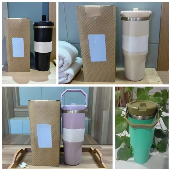 30Oz in stock with dazzling handle, insulated roller handle, 30Oz with lid, vacuum roller, stainless steel portable water bottle 2