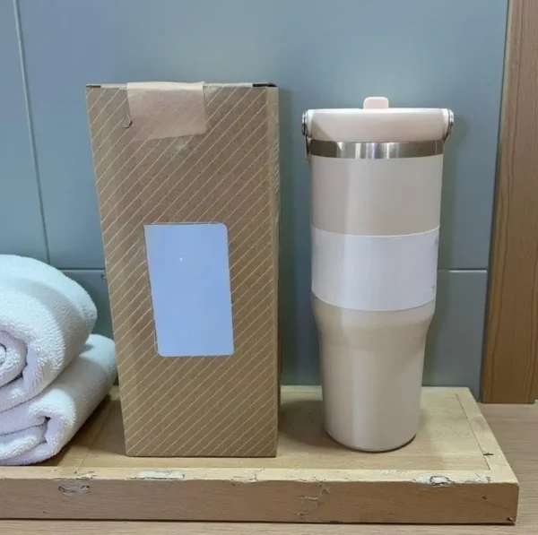 30Oz in stock with dazzling handle, insulated roller handle, 30Oz with lid, vacuum roller, stainless steel portable water bottle 4
