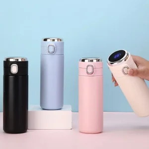1Pc Smart Thermos Stainless Steel Water Bottle Led Temperature Display Coffee Thermal Mugs Intelligent Insulation 400ML Digital 1