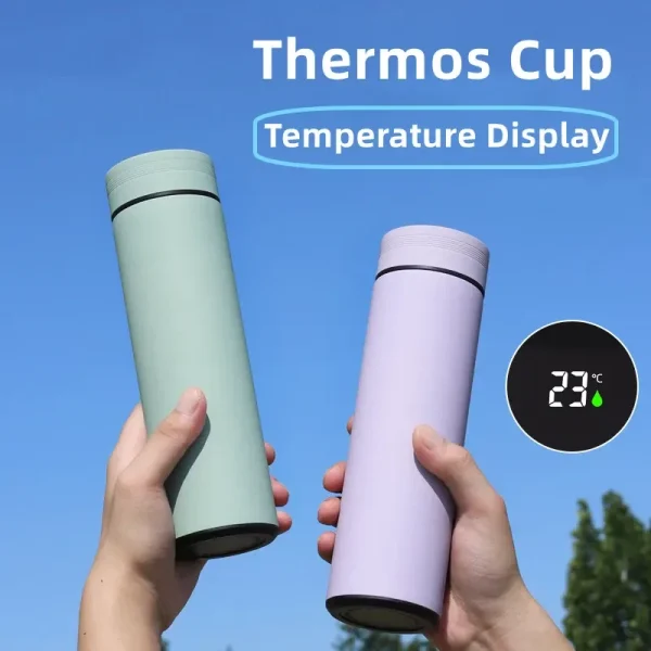 500ml Smart Temperature Display Thermos Cup Cute Children's Student Water Bottle Coffee Mug Stainless Steel Portable Drinkware 2