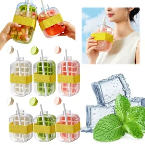 500/800ml 2in1 Ice Cube Tray with Water Bottle Press Type Portable Ice Maker High Capacity Ice Mold for Home Kitchen Summer Use 1