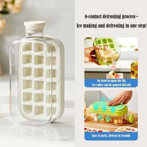 500/800ml 2in1 Ice Cube Tray with Water Bottle Press Type Portable Ice Maker High Capacity Ice Mold for Home Kitchen Summer Use 6