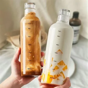 Simple Water Bottle With Time Scale For Tour Outdoor Sports And Travel Leak Proof Seal School Water Bottles for Girls Milk Juice 1