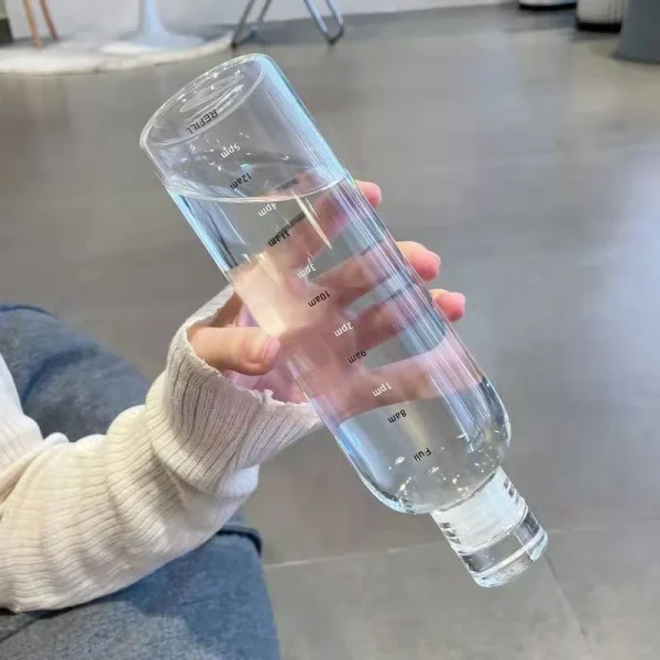 Simple Water Bottle With Time Scale For Tour Outdoor Sports And Travel Leak Proof Seal School Water Bottles for Girls Milk Juice 5