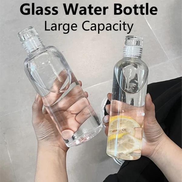 300-1000ml Glass Water Bottle Large Capacity with Time Marker Cover for Water Drink Outdoor PortableTransparent Milk Juice Cup 1
