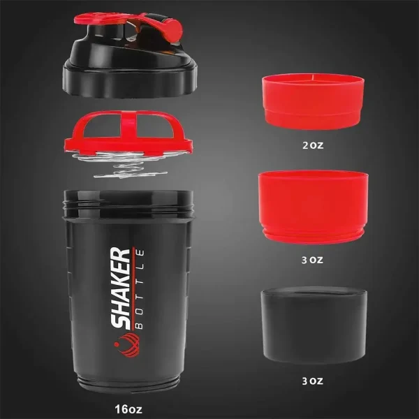 500ml Layered Protein Bottle Powder Shaker with Powder Storage Container Large Water Bottle Water Bottle with Wire Stirring Ball 1