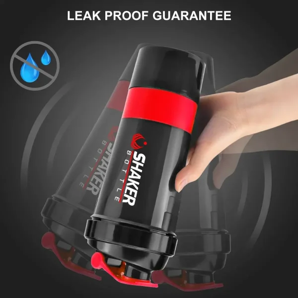 500ml Layered Protein Bottle Powder Shaker with Powder Storage Container Large Water Bottle Water Bottle with Wire Stirring Ball 5