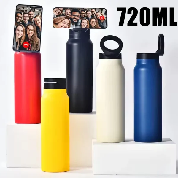 2024 720ml Unique Magnet Water Bottle 304 Stainless Steel Insulated Magsafe Water Bottle with Magnetic Cell Phone Holder 1