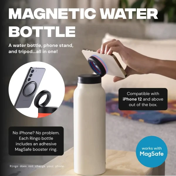 2024 720ml Unique Magnet Water Bottle 304 Stainless Steel Insulated Magsafe Water Bottle with Magnetic Cell Phone Holder 2