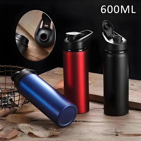 600ml Large Capacity Stainless Steel Sports Water Bottle for Outdoors Camping Cycling My Leak-proof Bike Travel Bottle 1
