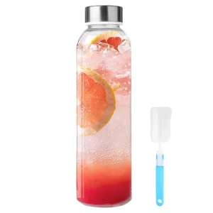 16.6 oz Clear Glass Bottle, Reusable Glass Water Bottle for Juicing, Refrigerator, 100% Leak - Proof, BPA-Free and Eco-Friendly 1