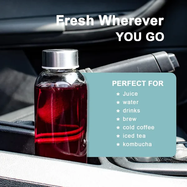 16.6 oz Clear Glass Bottle, Reusable Glass Water Bottle for Juicing, Refrigerator, 100% Leak - Proof, BPA-Free and Eco-Friendly 4