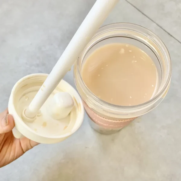 850ML Cute Pearl Milk Tea Straw Plastic Water Bottle with Cup Cover Women Large Capacity Juice Boba Milk Cup Drop-proof 3