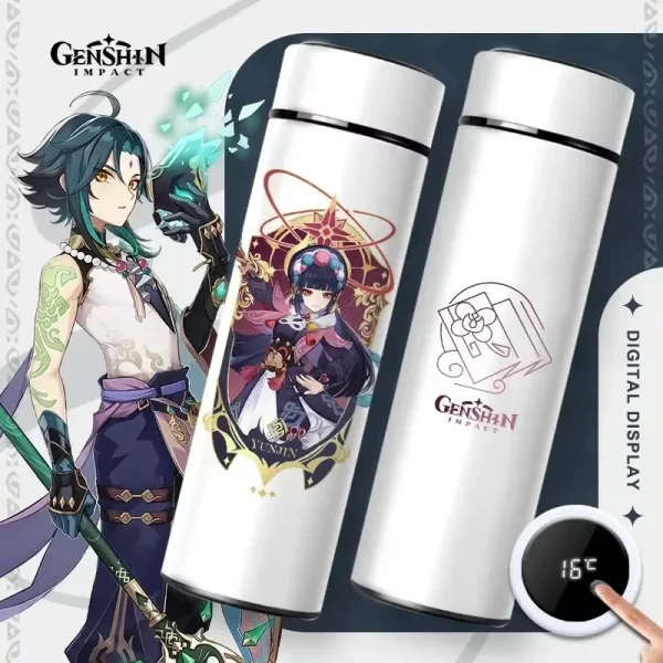 500ml Genshin Impact Vacuum Insulated Bottle Temperature Display Vacuum High Capacity Stainless Steel Thermos Cup Anime Gifts 1