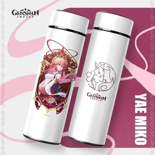 500ml Genshin Impact Vacuum Insulated Bottle Temperature Display Vacuum High Capacity Stainless Steel Thermos Cup Anime Gifts 5