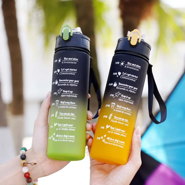 Leak Proof Water Bottle with straw Two-color spray paint High Quality tour hiking portable drink bottles 800ml 3