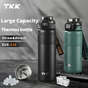 TKK SUS316 Thermos Bottle Large Capacity Vaccum Cup Cold Insulation Portable Strap with Tea Flitter Thermal Flask 1
