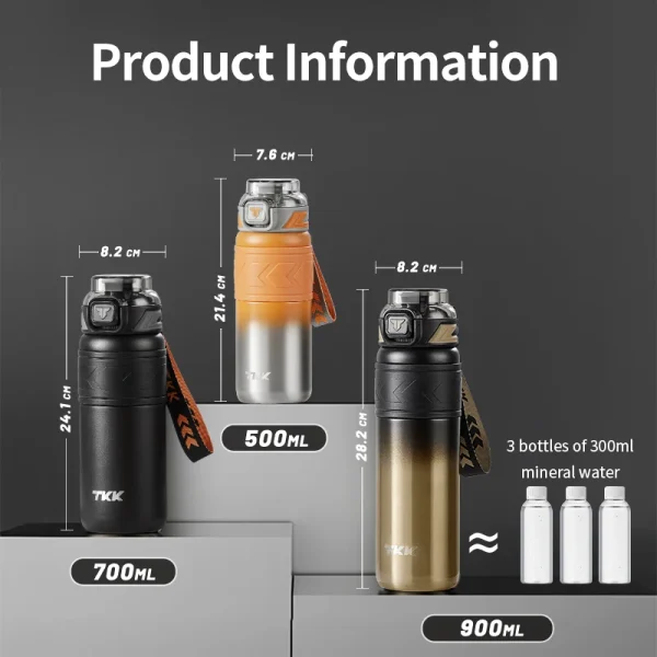 TKK SUS316 Thermos Bottle Large Capacity Vaccum Cup Cold Insulation Portable Strap with Tea Flitter Thermal Flask 5