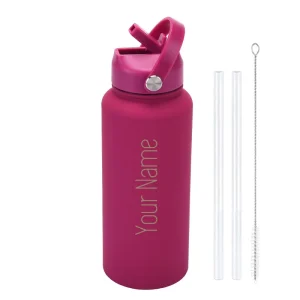 PuraCool Personalised Insulated Water Bottle 1000ml/1L/32oz Tumbler Flask with Straw Customised Gift 1