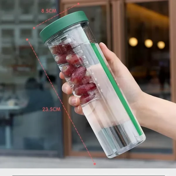 New 700ML Folding Straw Cup Small Filter 700ml Fruit Tea with Straw Outdoor Plastic Water Bottle with Lids Water Bottle Summer 5