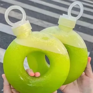 500ML/350ML Cute Donut Water Bottle Handle Ring  Women Girls Travel Cup Transparent Drinking Bottle 1