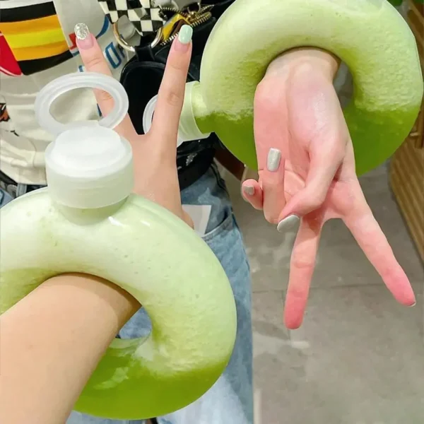 500ML/350ML Cute Donut Water Bottle Handle Ring  Women Girls Travel Cup Transparent Drinking Bottle 2