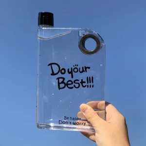 420ml Flat Water Bottle Clear Slim A5 Backpacks Water Bottle Portable Travel Mug Outdoor Sports Water Bottle For Camping Hiking 1